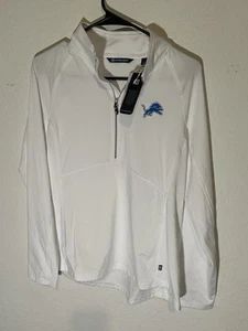 NEW Women’s Large Detroit Lions Cutter & Buck Adapt Eco Knit Half Zip Pullover - Picture 1 of 4