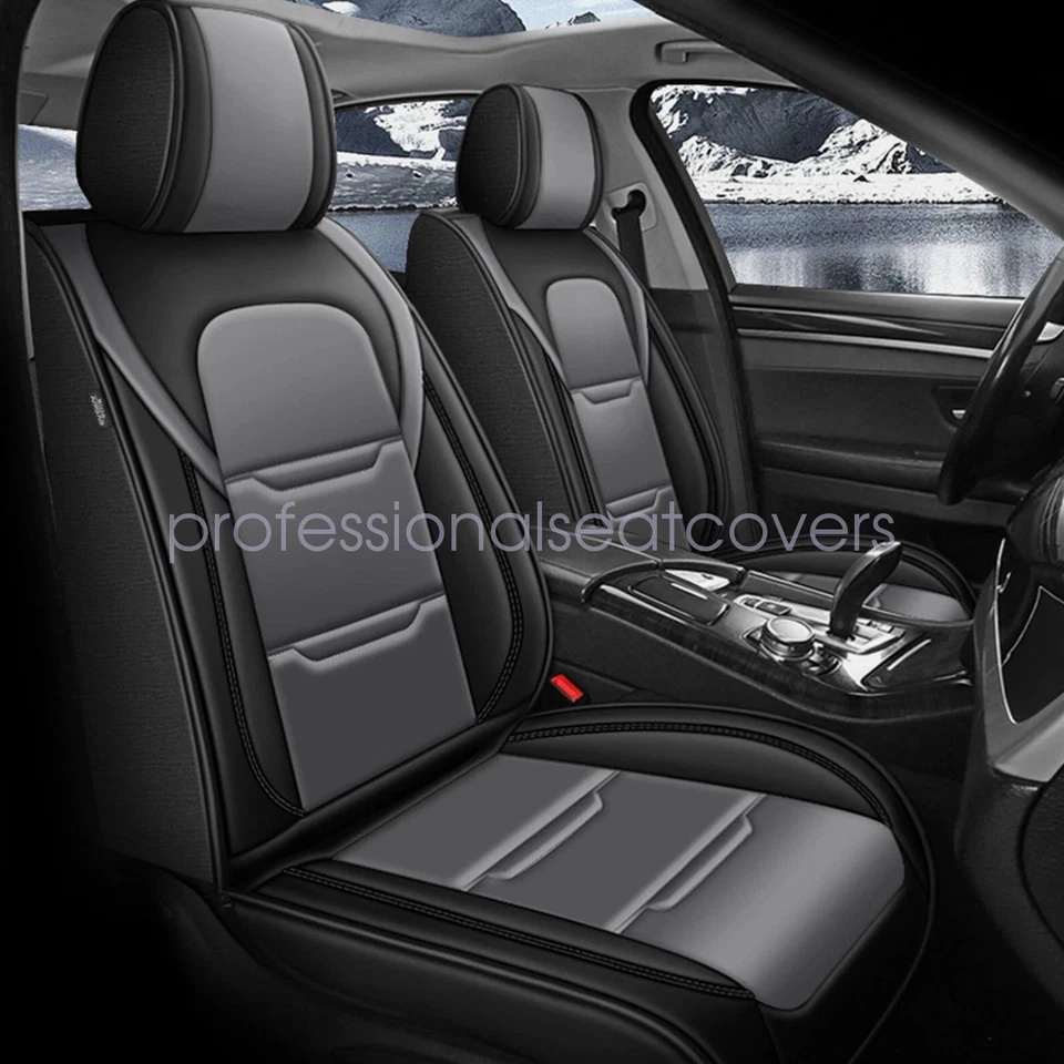 For Honda Civic Car 5 Seat Cover Cushion Full Faux Leather Stitching Gray&Black Foto 1 de 4
