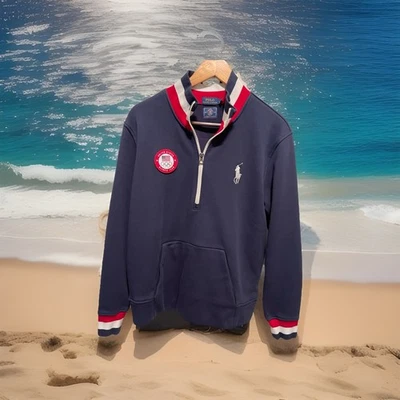 Polo Ralph Lauren US Paralympic Team 2018 Quarter Zip Sweatshirt Size Large READ - Image 1 of 4