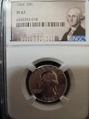 1964 P Washington Quarter Choice Proof 90% Silver 25c US Coin Collectible PR67 - Image 1 of 4