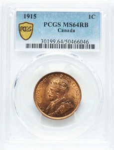 1915 George V Large Cent - PCGS MS64RB - VERY PQ WITH CLAIMS TO FULL RED! - Picture 1 of 3