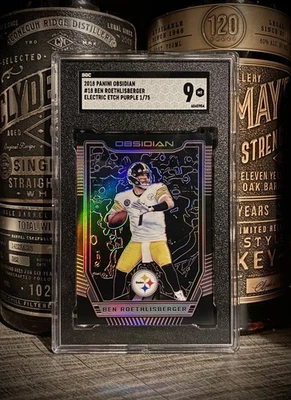 Ben Roethlisberger SGC 9 BOOKEND 1/75 2018 Panini Obsidian Electric Etch Purple - Image 1 of 4