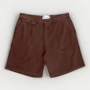 Pantaloncino uomo General Admission plissettato marrone taglia XL 36” cotone casual Oi Polloi - Foto 1 di 7