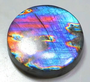 50 Ct 6X28X28 mm Natural Purple Fire Labradorite Round Cabochon Gemstone RE-288 - Picture 1 of 2