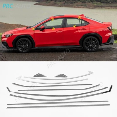 Espelho prata aço janelas tira soleira moldura tampa acabamento para Subaru WRX 2022-26 - Imagem 1 de 4