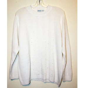 Suéter Haband Damas Blanco Cuentas 100% Acrílico Talla Grande - Imagen 1 de 4