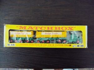 Vintage Matchbox K-16 Dodge Tractor with Twin Tipper Train, in box w wear, 1966