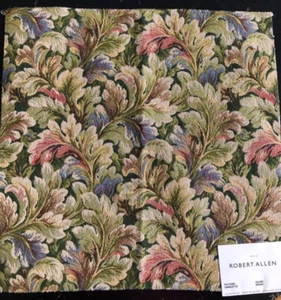 ROBERT ALLEN Canaletto in Grass 17 1/2" Woven Fabric Sample w/ Leaves - Picture 1 of 3