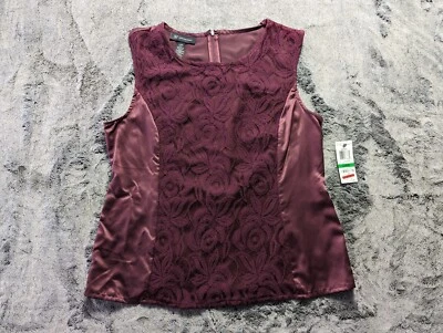 Blusa sin mangas para mujer I-N-C International Concepts talla grande borgoña Foto 1 de 4