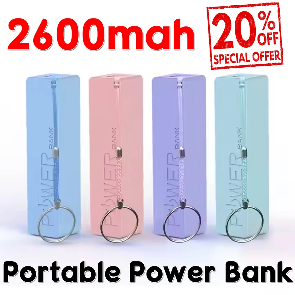 Caricabatteria Power Bank Portatile 2600mAh USB Emergenza per Cellulare - Immagine 1 di 1