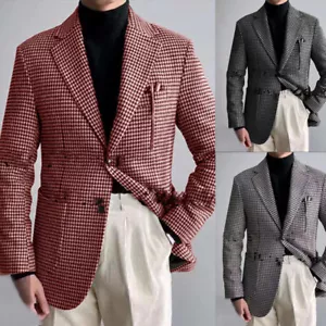 Traje de pata de gallo para hombre graduación negocios informal calce ajustado esmoquin boda novio blazer - Imagen 1 de 12