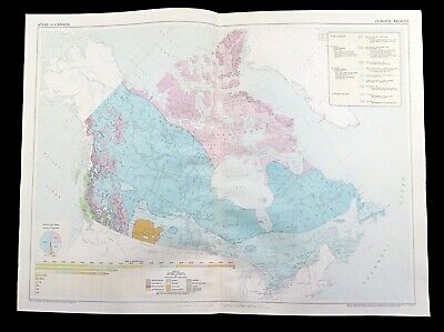 Tempo Mappa Del Canada Meteorology Metrological Clima Regione Large Vintage 1957 • 79.93€