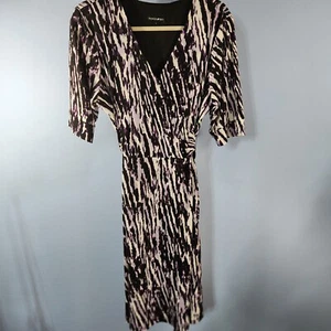 FASHION BUG Midi Flowy Wrap Top Dress with Swing Skirt & Ties Size L (OO-21) - Picture 1 of 8