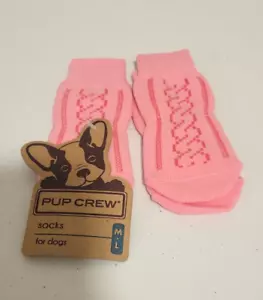 NON-SKID PINK CABLE KNIT SOCKS DOG PET CLOTHING SIZE M/L Pup Crew - Picture 1 of 5