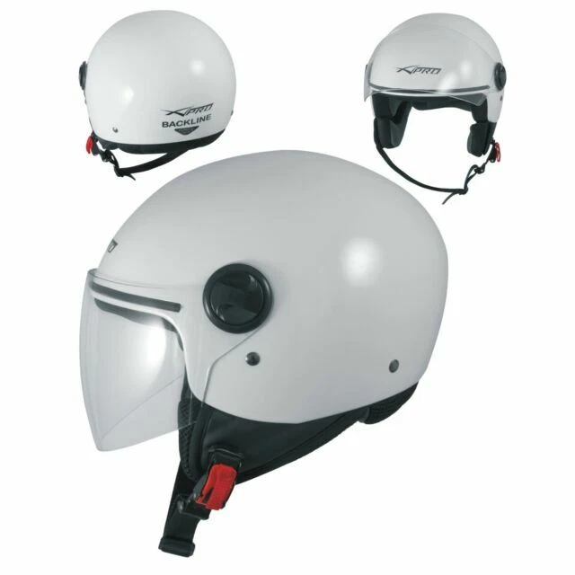 A-Pro Backline Casco Jet per Moto, Adulto Unisex, Taglia S - Bianco