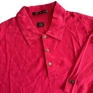 Tiger Woods TW Polo Mens XL Red Stripe Geometric Short Sleeve Cotton Golf Shirt