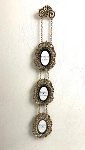 "Marco de pared triple ovalado estilo italiano dorado Bombay de colección 3 x 20"" latón macizo" - Imagen 1 de 11