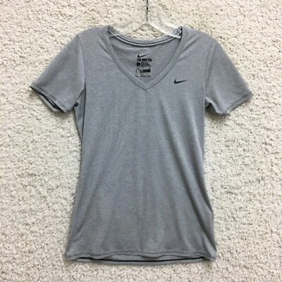 Camiseta Nike Pequeña Adulto Gris Atlética Dri Fit Rayas Cuello en V Para Mujer S Foto 1 de 4