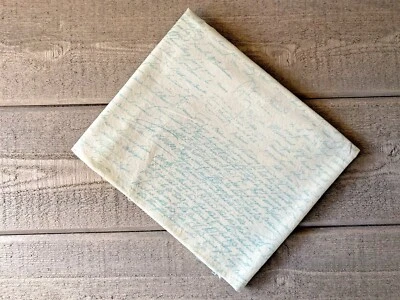 Micheal Miller Fabric Old Scripts Aqua Writing Cream Cotton 1 Yard   - Image 1 of 4