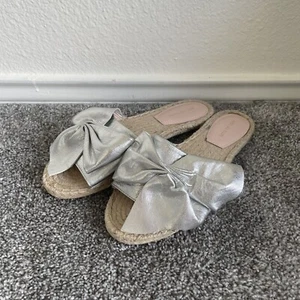 Avec Les Filles Gemma Sandals Womens Size 8 M Silver Open Toe Flats Slides - Picture 1 of 8