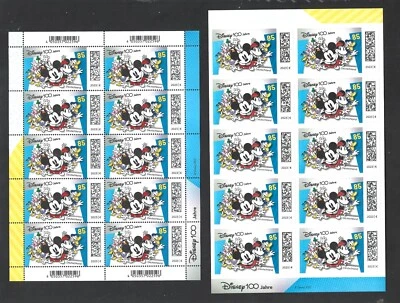 Germany 2023 Disney 100 Years Mickey and Friends Two Complete Sheets X10 MNH * - Image 1 of 2