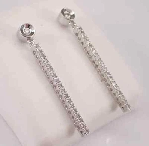 2.00Ct Lab Created Diamond Tennis Bar Drop Dangle Earring 14K White Gold Plated - Picture 1 of 5