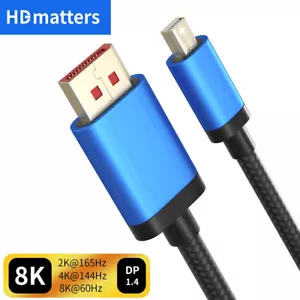 Mini DP to DisplayPort 1.4 Cable 144Hz 4K 8K Thunderbolt Mini DisplayPort to DP - Picture 1 of 14