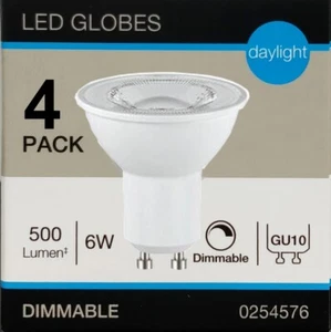 4 x 6W Dimmable LED GU10 Downlight Globes Bulbs Cool Daylight 6500K 500Lm 240V - Picture 1 of 3
