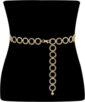Women 50" O Ring Metal Waist Chain Belt Adjustable Link for Belt Jeans Dress - Image 1 of 4