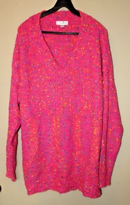 Perfectly Priscilla Beautiful Pink Heavy Sweater Women’s Size 3XL V-Neck - Picture 1 of 5