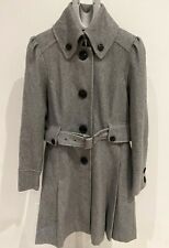 STEVE MADDEN Gray Wool Pleaded Buttoned Collar Belt Overcoat size L