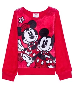 MSRP $38 Little Girls Minnie and Mickey Cozy Pullover Sweatshirt Red Size 5 - Picture 1 of 1