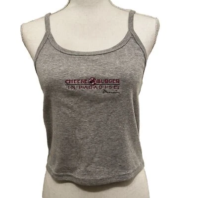 Camiseta sin mangas gris mediana RARA Cheeseburger in Paradise Lahaina Maui para mujer Foto 1 de 4