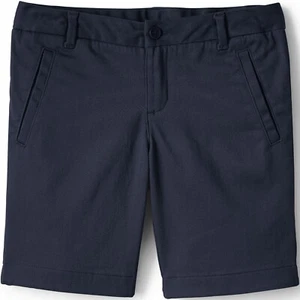 Lands' End Uniform Girls Stretch Stain Resistant Chino Bermuda Short Size 6 Navy - Picture 1 of 3