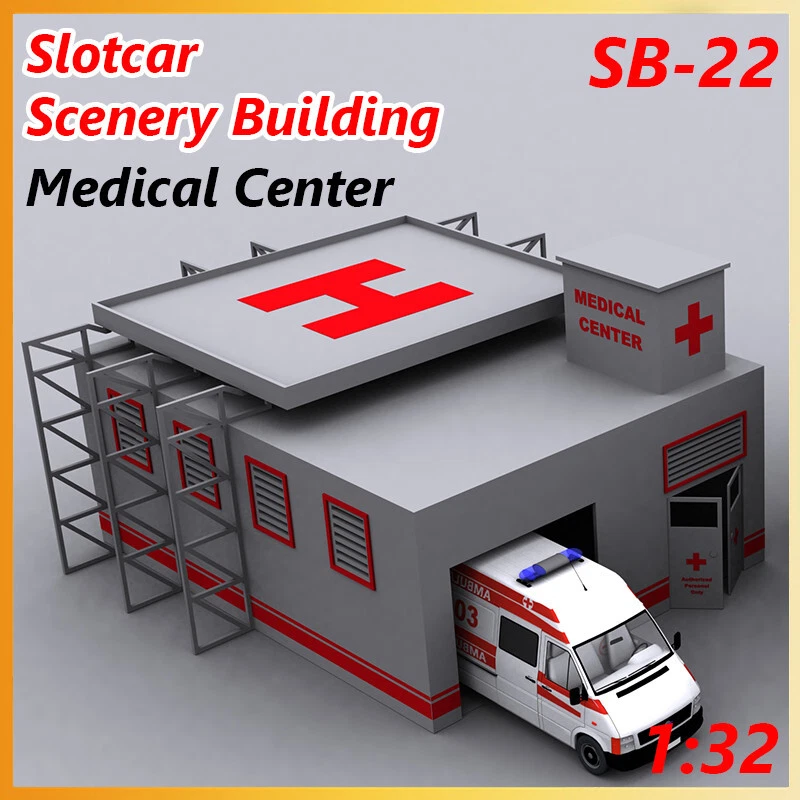Slotcar Paisaje Edificio Centro Médico Scalextric, Carrera Foto 1 de 4
