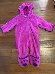 6-12 Month Columbia Infant Tiny Bear Pink Hooded Fleece Fuzzy Jacket - Picture 1 of 3