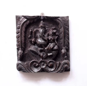 Statua Ganesha Lakshmi vintage pannello da parete targa antico tempio decorazione parete arte - Foto 1 di 4