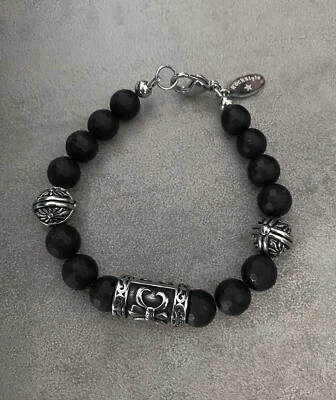 herren armband bikerschmuck perlenarmband männerschmuck onyxkette musikerschmuck - Bild 1 von 3