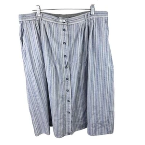 Falda midi vintage a rayas azul blanco hecha en unión Koret City Blues para mujer 22W - Imagen 1 de 4