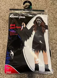 Spirit Kids Bling Ghost Face Costume Child Size Large 10-12 Dress Mask Knife - Picture 1 of 3
