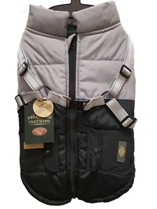 Telluride Pet Dog Jacket Fleece Water Resistant Harness LARGE Gray & Black - Picture 1 of 11