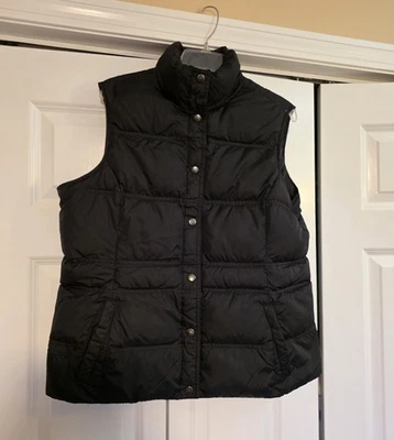 Lands' End Down Puffer Vest Jacket Womens Large 14-16 Black 80% Down 20% Feather - Image 1 of 4