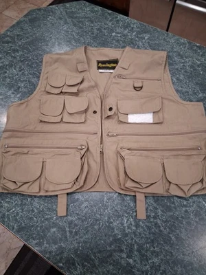 Remington Hunting Fishing Vest MENS Tan Khaki Full Zip Multi Pocket SIZE LARGE - Image 1 of 4
