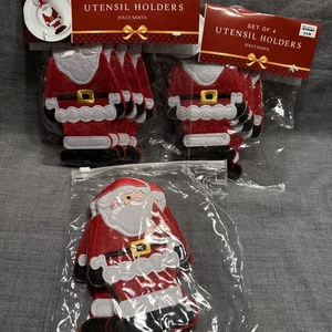 Bed Bath & Beyond Set of 12 Santa Utensil Holders Holiday Christmas NEW - Picture 1 of 4