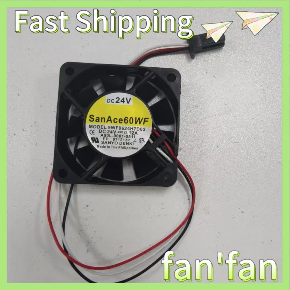 1X NEW SanAce60WF SANYO DENKI 9WF0624H7D03 A90L-0001-0511 FANUC FAN DC24V 0.12A - Image 1 of 1