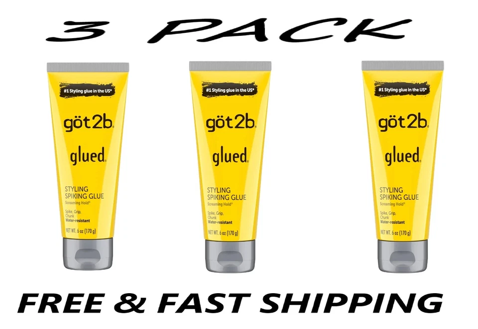 Lote de 3 Pegamentos para Cabello Got2b Pegados Estilo 6oz Resistente al Agua Obtuvo 2 B Pegados Foto 1 de 1