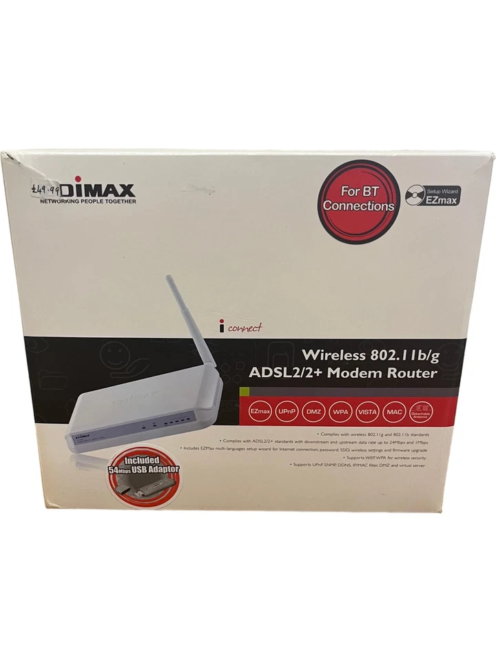 Edimax Wireless 802.11b/g ADSL2/2+ Modem Router - Includes USB Adaptor - Image 1 of 4