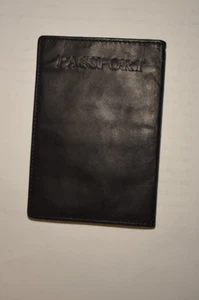 Black Genuine Leather Passport Wallet Embossed “PASSPORT” Free Shipping! - Bild 1 von 6
