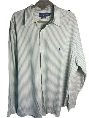 Ralph Lauren Long Sleeve Men's 2XB Green Lavender Striped Dress Shirt - Image 1 of 4