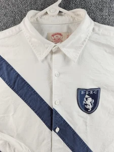 Brooks Brothers colletto in velluto a coste Oxford blu righe punta slim XL cotone bianco - Foto 1 di 19